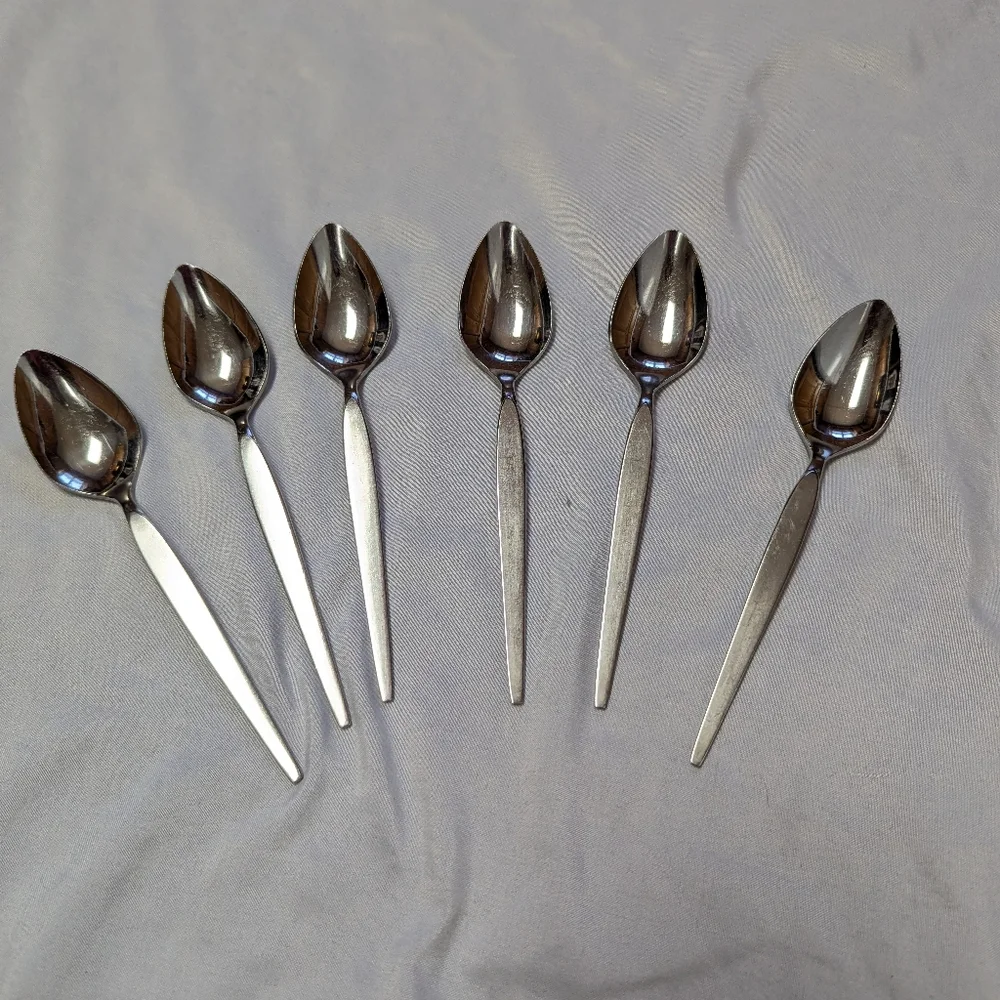 Oneida Community Satinique Old Style Stainless Steel Tea Spoons Set Of 6 Vintage